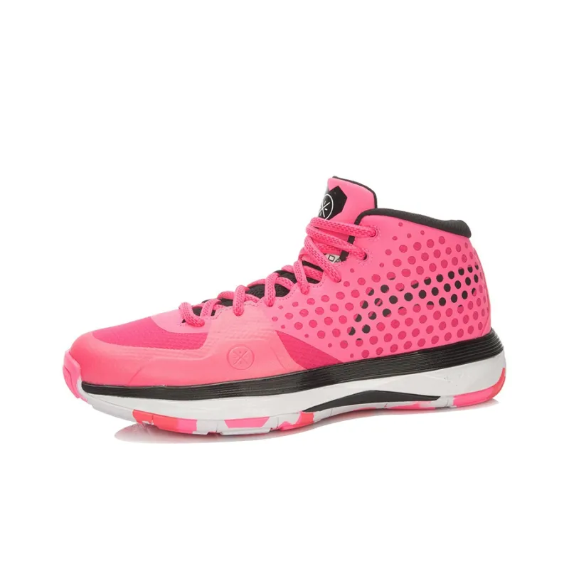 LINING Basketball Shoes Unisex Mid Top Pink/Black-1