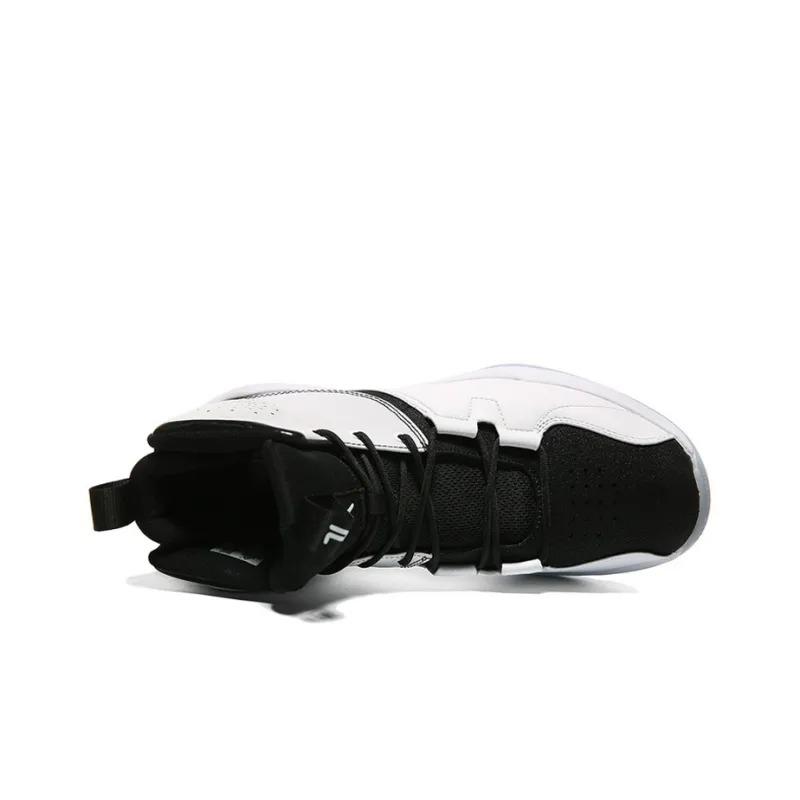 PEAK Shock Absorbers With Slip Resistant And Abrasion Resistant Properties High Top Basketball Shoes Men's Black White-2
