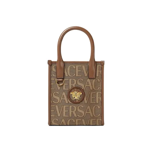 VERSACE Allover Cow Leather Neoprene Bag Shopping Bag Shoulder Bag Crossbody Bag Handbag Mini Women's Brown