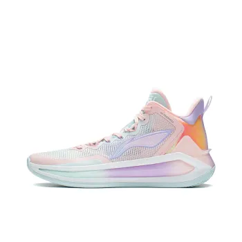 LINING Liren 3 Basketball Shoes Men Mid Top Fluorescent Light Pink/Aqua Blue