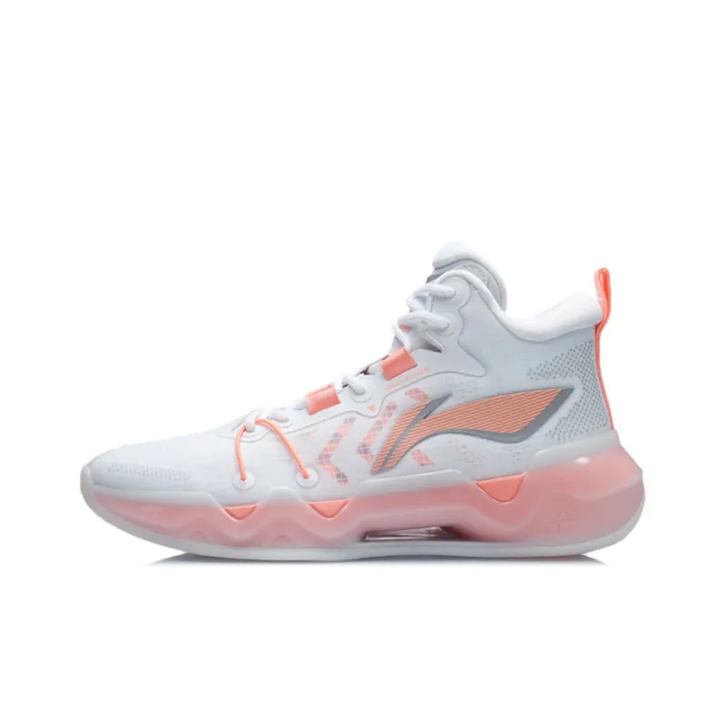 LiNing Liren 2 Cushioning Anti Slip And Wear Resistant Coverage Support Mid Top Basketball Shoes Men's White Orange-0