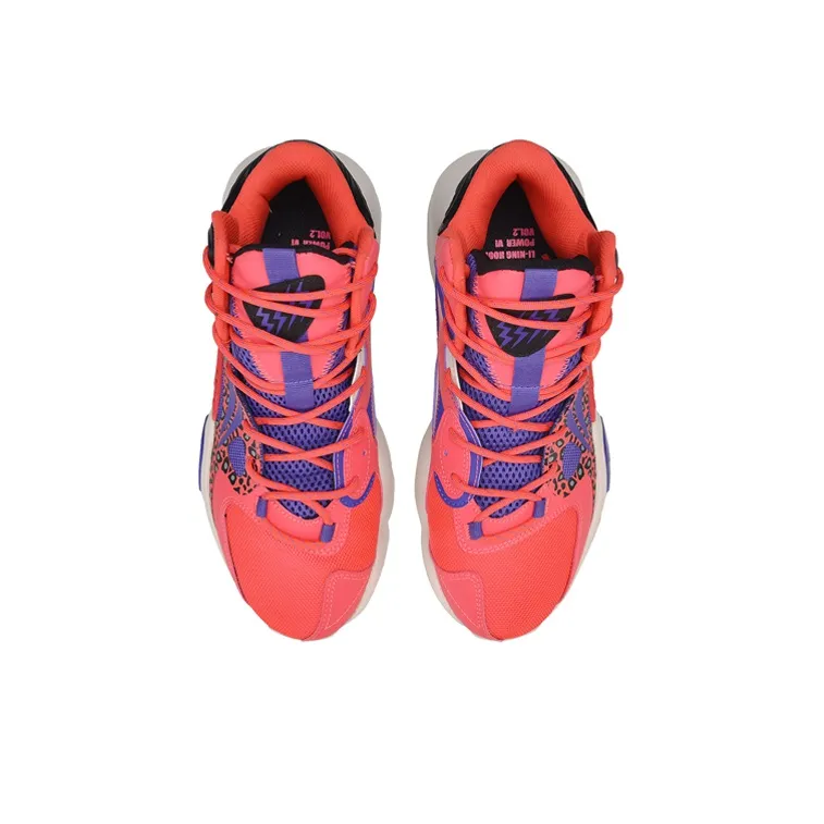 LiNing Power 6 V2 Cushioning Support Coverage Mid Top Basketball Shoes Men's Red Black Purple-3
