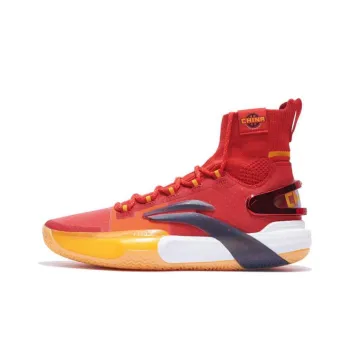 LiNing Speed 9 Ultra Cushioning Anti Slip And Wear Resistant High Top Basketball Shoes Bright Neon Red