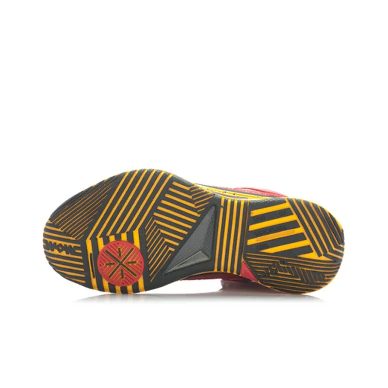LiNing WOW 2 Rebound And Wear resistant Mid Top Basketball Shoes Men's Red Yellow Gray-4