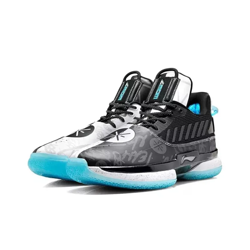 LiNing WOW 7 Cushioning Anti-Slip And Wear-Resistant Low-Top Basketball Shoes Black White-2