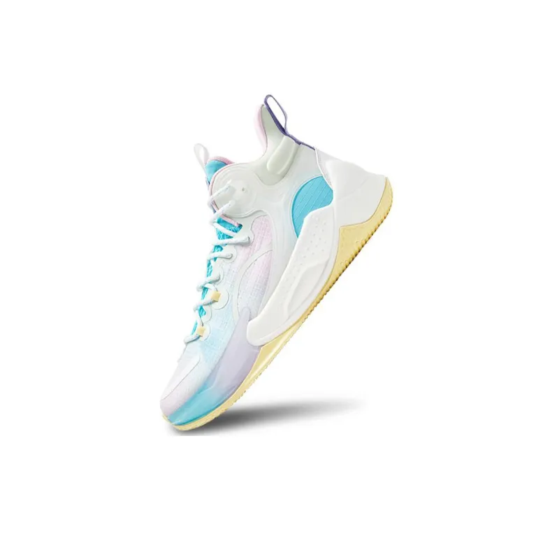 QIAODAN Busters 3Elite Durable Breathable High Top Basketball Shoes Men's Blue Pink-3