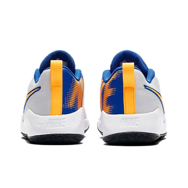 Nike Quick 2 Team Hustle Cushioned Slip-Resistant Low-Top Basketball Shoes GS White Blue Yellow-4