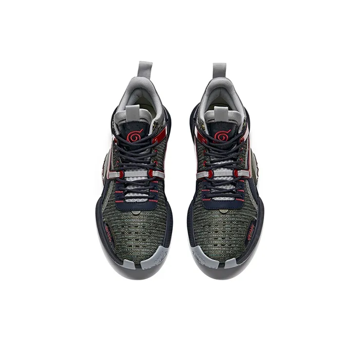ANTA Basketball Shoes Men Low Top Olive Green/Dark Blue/Red-3
