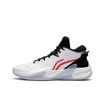 LiNing Speed High Cushioning Anti Slip And Wear Resistant High Top Performance Basketball Shoes White Black Red