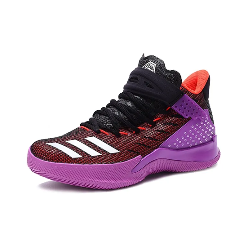 Adidas Ball 365 Hard Court Anti-Slip Wear-Resistant Mid-Top Performance Basketball Shoes Men's Red Purple-2