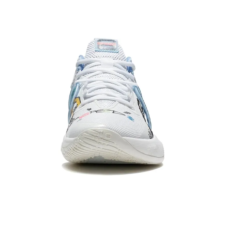 LINING Speed 8 Basketball Shoes Men Low Top White Blue-4