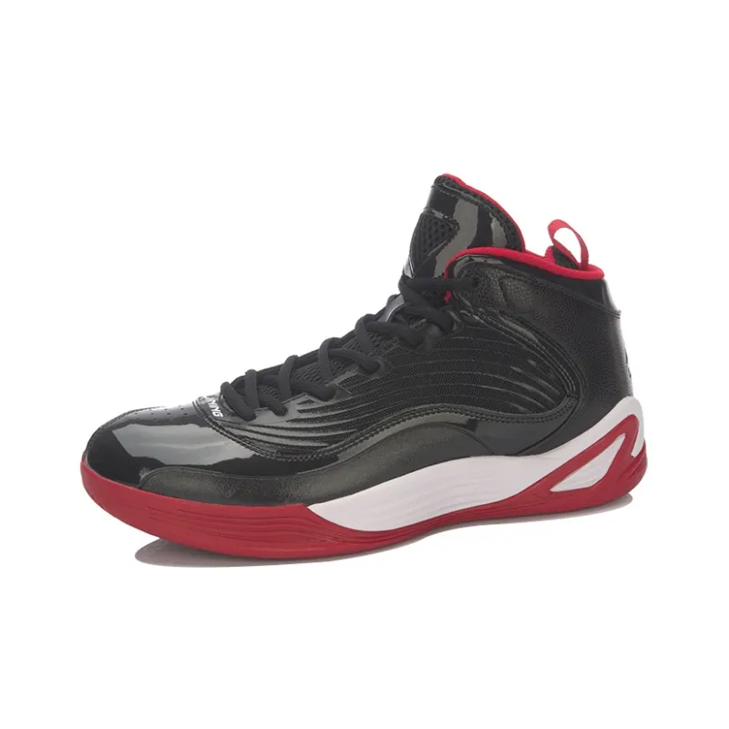 LINING Killer Whale II Basketball Shoes Unisex High Top Black/White/Red-1