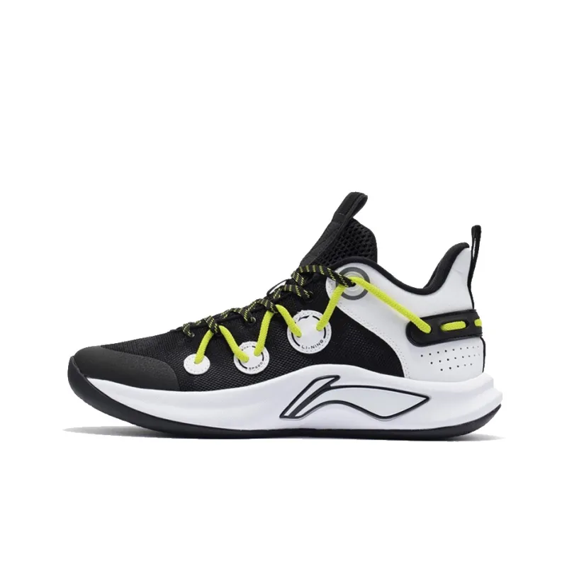 LiNing Speed Team Abrasion Resistant Slip Resistant Low Top Basketball Shoes Black White-0