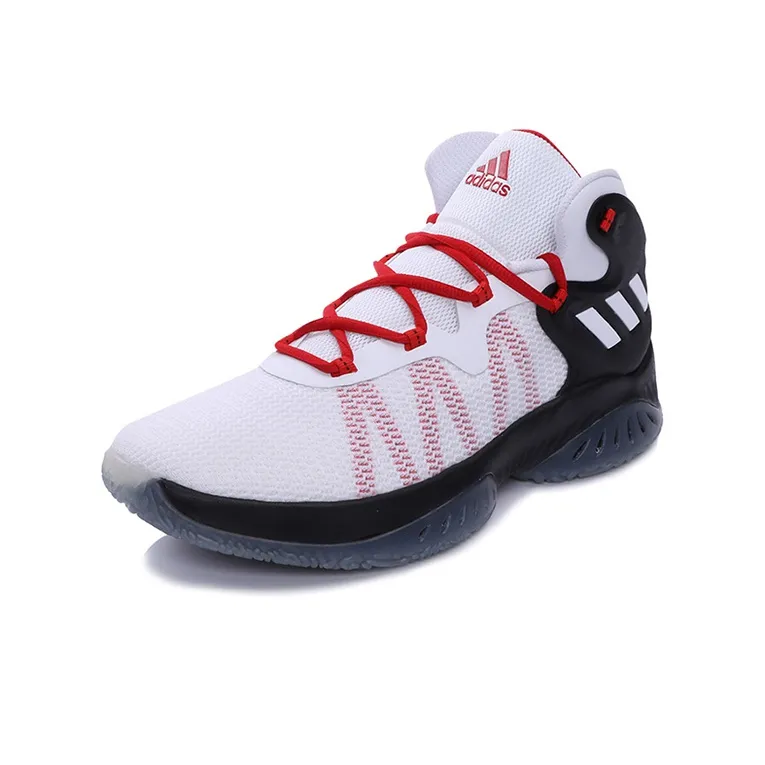 Adidas D Rose Explosive Bounce Durable Cushioning Mid-Top Basketball Shoes Men's White Red-2