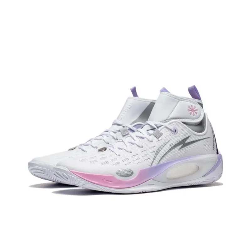 LiNing 808 2 ULTRA Abrasion Resistant Breathable Mid Top Basketball Shoes White Bad Little Purple-2