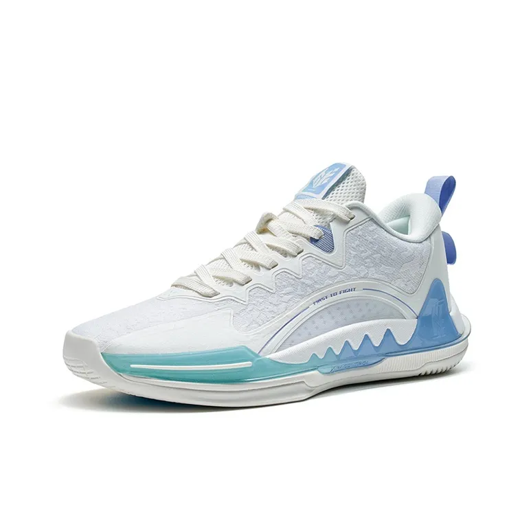XTEP Melee 1 Cushioning Anti Slip And Wear Resistant Low Top Basketball Shoes Men's White Blue-1