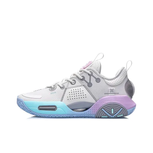 LINING All City 9 Basketball Shoes Men Low-Top Gray/Blue/Pink