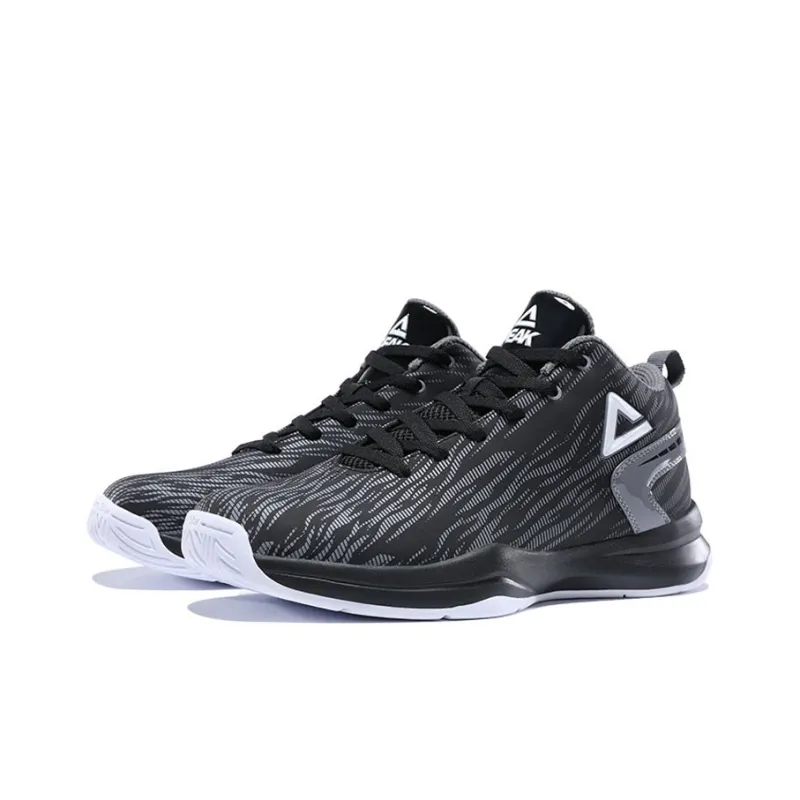PEAK Game-Ready Collection Cushioning Anti-Slip And Wear-Resistant Mid-Top Basketball Shoes Black Gray-2