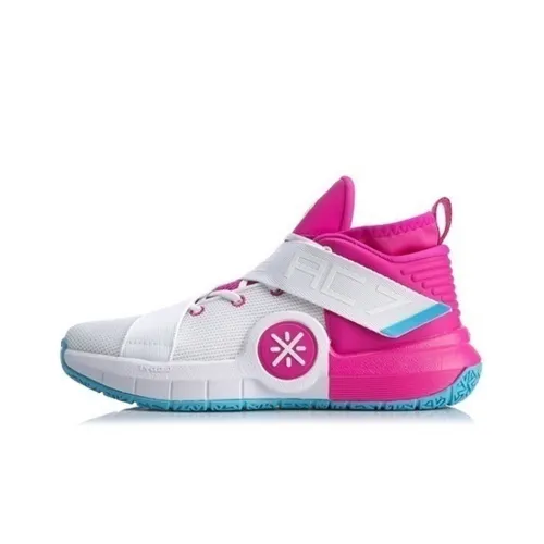 LINING All City 7 Basketball Shoes Men High-Top White/Neon Pink