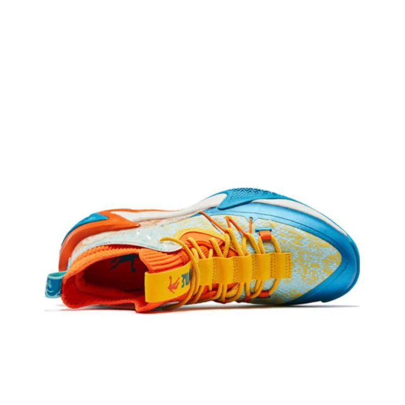 QIAODAN Broken Shadow Cushioned Slip Resistant Low Top Basketball Shoes Orange-3