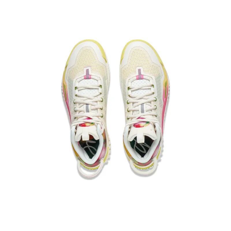 LiNing Badfive 3 Slip Resistant Cushioning Abrasion Resistant Mid Top Basketball Shoes Men's White Yellow Pink-3