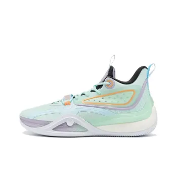 XTEP Non slip Wear resistant Shock Absorption Mid Top Basketball Shoes Foam Green Foam Blue