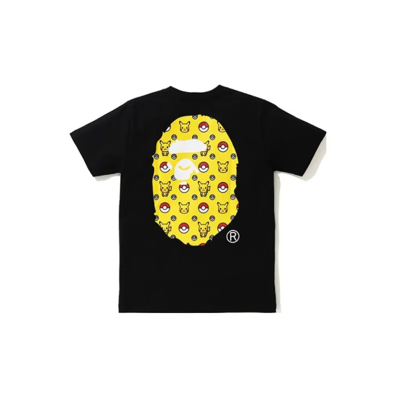 A BATHING APE X Pokemon Ladies Pikachu Ape Head Tee #3 White-3