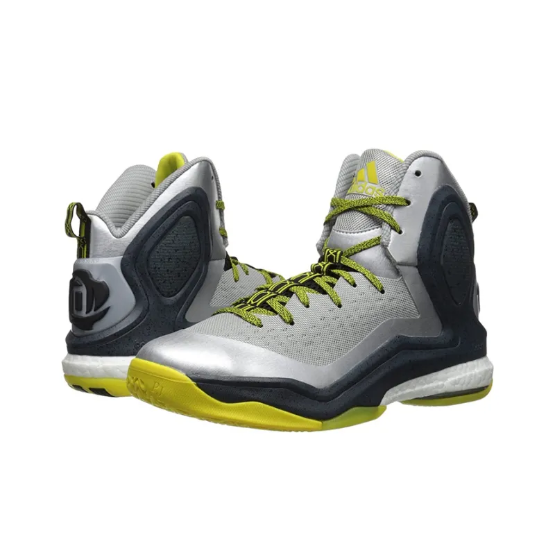 Adidas D Rose 5 Slip Resistant Coverage High Top Basketball Shoes Men's Silver Black-3