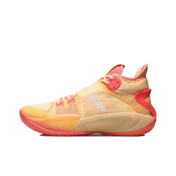 LiNing SONIC 9 Non slip Wear resistant Shock Absorption Mid Top Basketball Shoes Light Orange Color