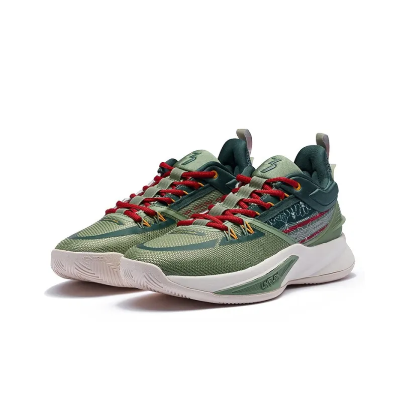 361° Restraint 3 Basketball Shoes Men Low Top Green/White-2