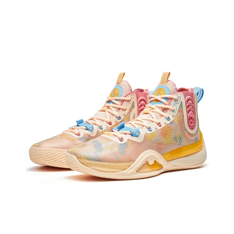 XTEP Royal Wind Generation Cushioning Anti-Slip And Wear-Resistant High-Top Basketball Shoes Men's Orange Pink-2