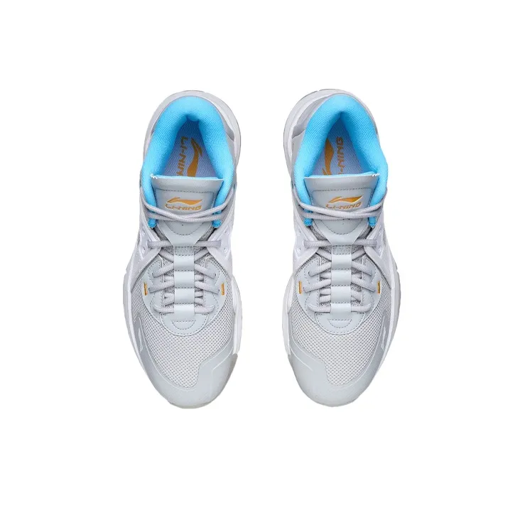 LiNing Team Logos Team Emblem Mid-Top Basketball Shoes Coin Gray-3