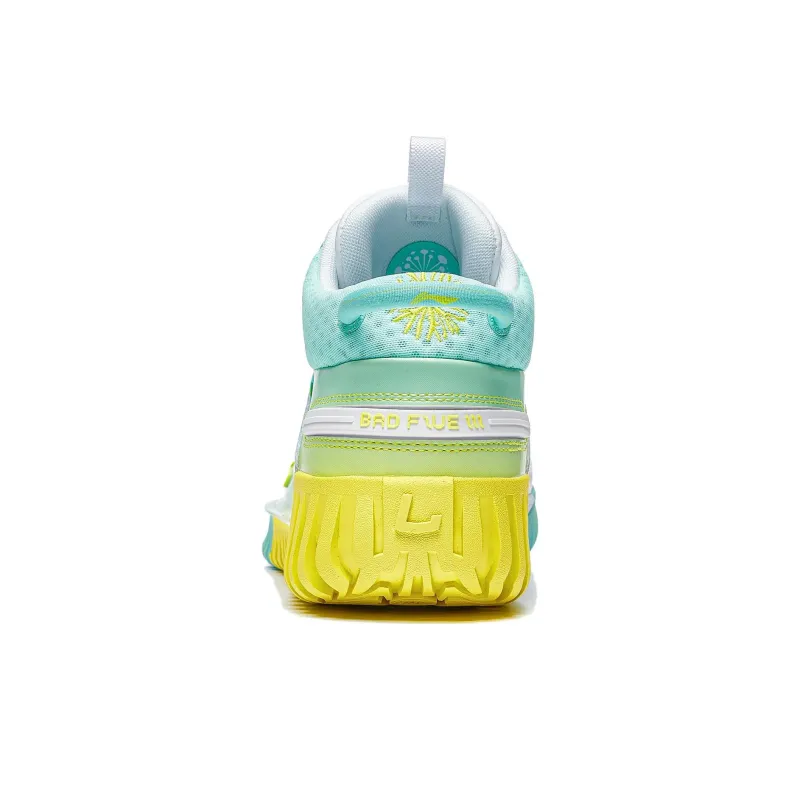 LiNing Badfive 3 Cushioning, Slip Resistant, And Abrasion Resistant Mid Top Basketball Shoes Men's White Green Yellow-5