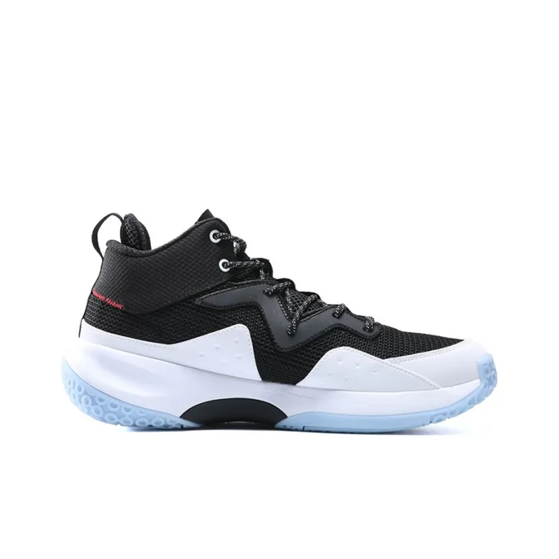 PEAK Cushioning Anti Slip And Wear Resistant Breathable Support Mid Top Basketball Shoes Men's Black White-1