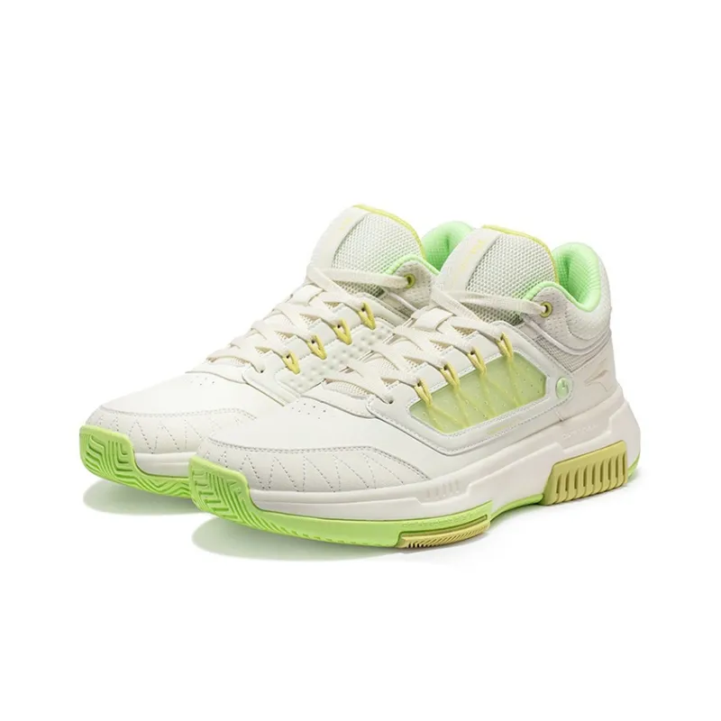 361° Tackle Q Rebound Technology Abrasion Resistant Breathable Low Top Basketball Shoes Men's White Cyan-2