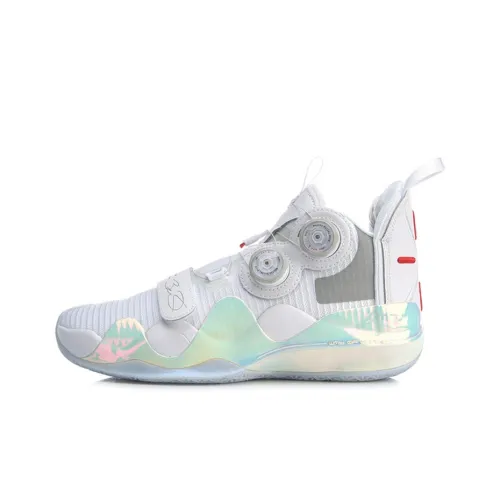LiNing WOW 8 Anti Slip Wear Resistant High Top Basketball Shoes White