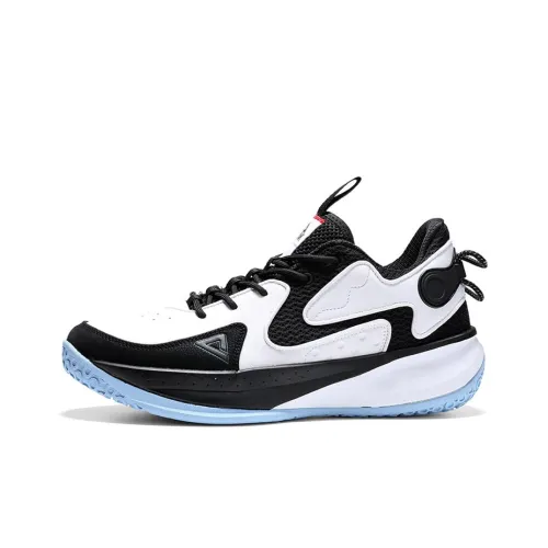 PEAK Cushioning Anti Slip And Wear Resistant Low Top Basketball Shoes Black White