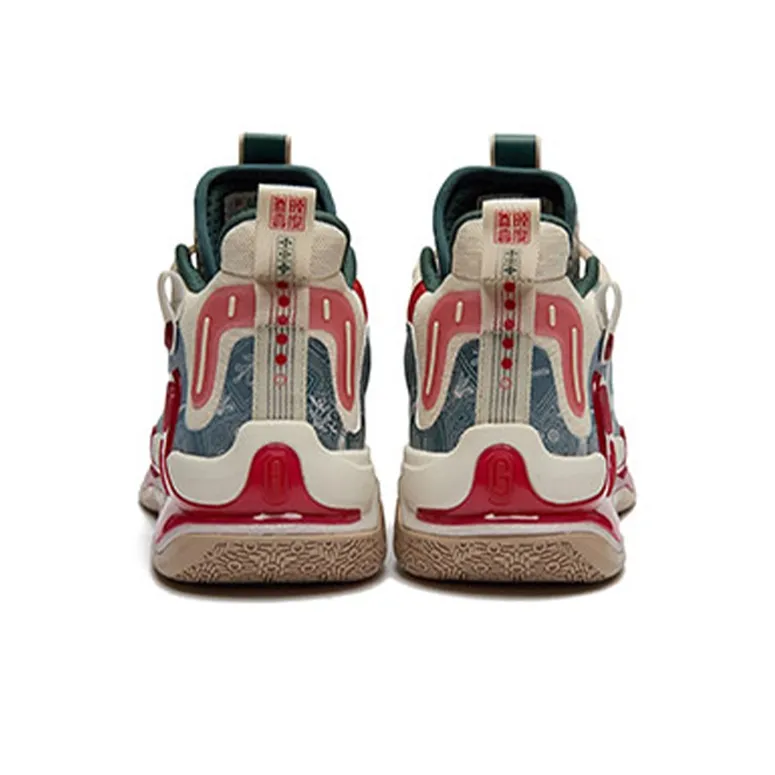 361° AG1 Pro Non slip Wear resistant Shock Absorption High Top Basketball Shoes Men's White Red Blue-2
