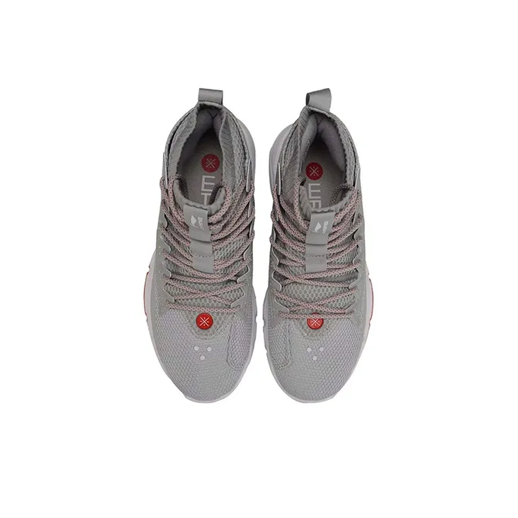 LiNing Wade Collection Cushioned Slip Resistant Abrasion Resistant Mid Top Basketball Shoes Men's White Gray Red-3