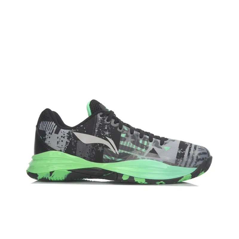 LiNing Night Stalker Cushioning Breathable Low Top Basketball Shoes Men's Green Gray Black-1