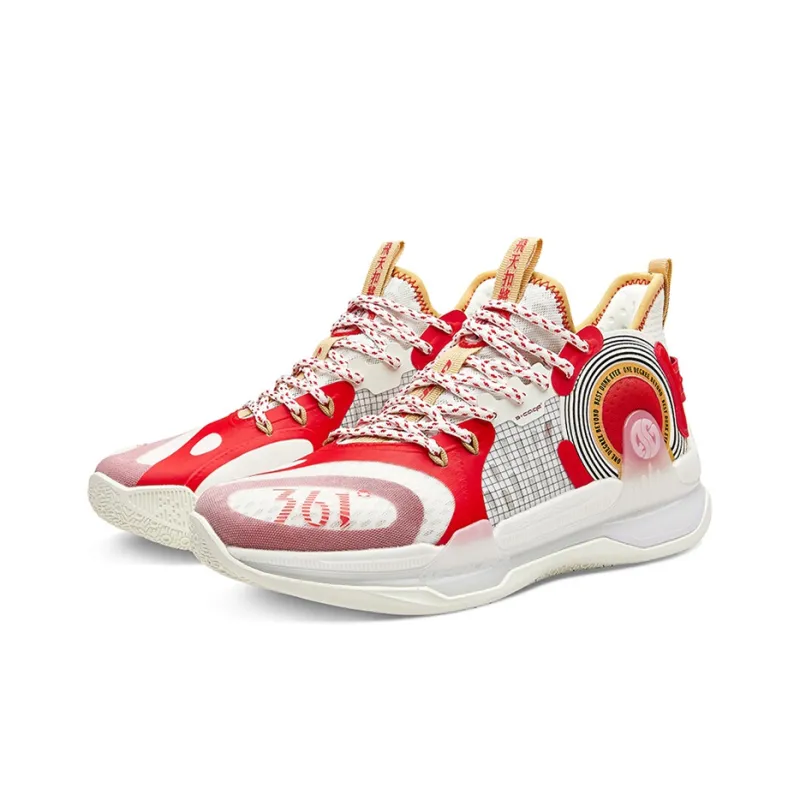 361° AG 1 SE Soaring To Greatness Cushioning Anti-Slip And Wear-Resistant Mid-Top Basketball Shoes Red White-3