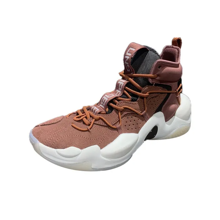 LiNing Power 6 Cushioned Slip Resistant High Top Performance Basketball Shoes Men's Muddy Gray Brown-2