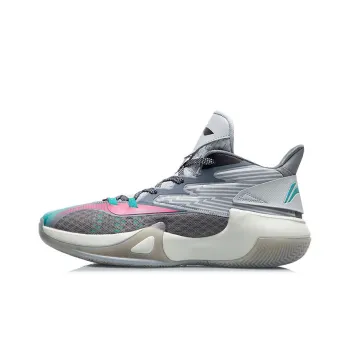 LiNing Blast Cushioned Slip Resistant Mid Top Basketball Shoes Men's Shark Gray