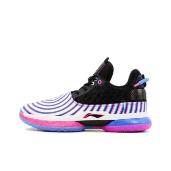 LiNing WOW 7 Way Of Wade 7 Cushioning Anti Slip And Wear Resistant Low Top Basketball Shoes Black Purple White