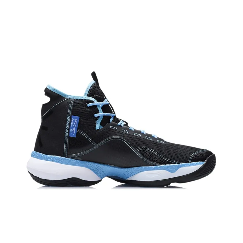LiNing Cushioning Wear Resistant Coverage Support Impact Resistant High Top Basketball Shoes Men's Blue Pink-1