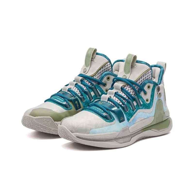361° AG1 Pro Basketball Shoes Men Mid Top 4U Gray/Galaxy Green-2