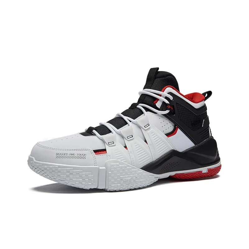 361° QU!KFOAM Cushioning Anti Slip And Wear Resistant Mid Top Performance Basketball Shoes Men's White Black-1