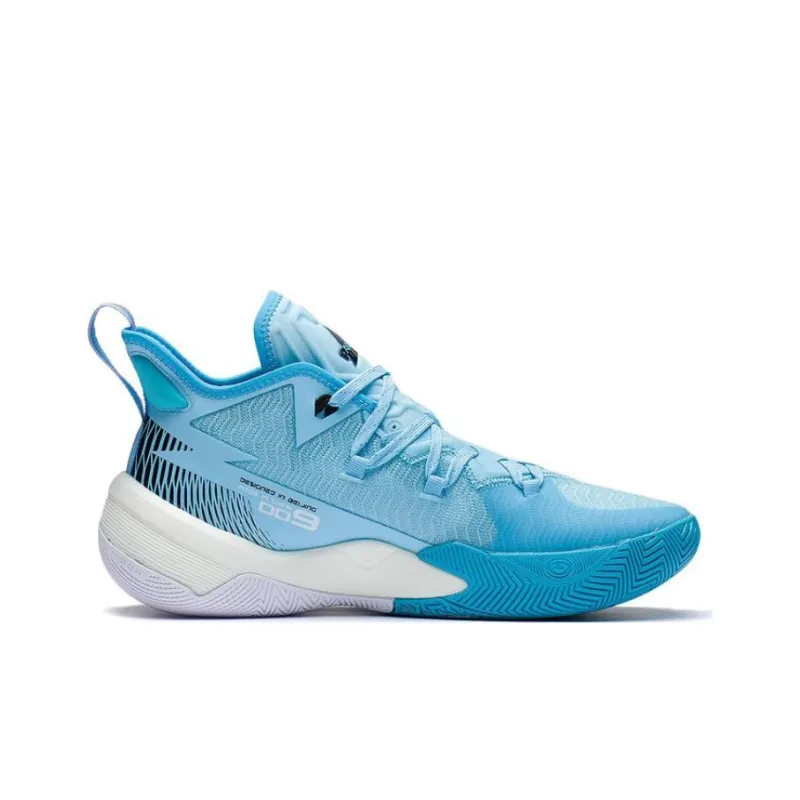LINING Power 9 Basketball Shoes Men Mid Top Light Blue/Black-1