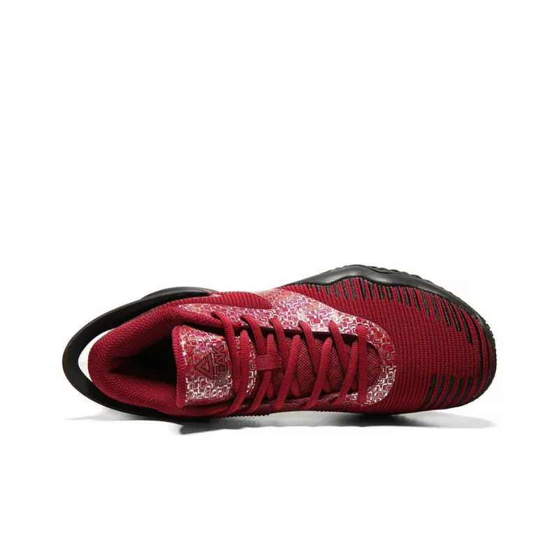 PEAK Cushioning Anti Slip And Wear Resistant Coverage Support Mid Top Basketball Shoes Men's Deep Cherry Red-3