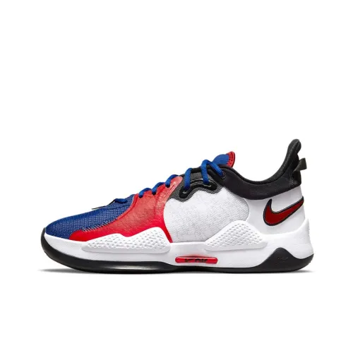 Nike PG 5 Basketball Shoes Unisex Low-Top White/Red/Blue